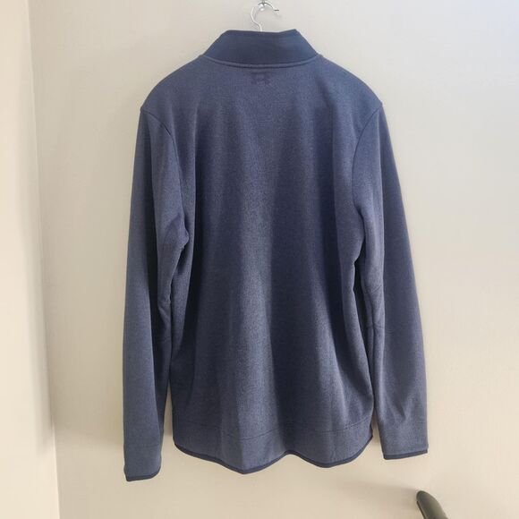 UnderArmour Shirt Mens LG Blue Fleece 1/4 Button Up Pullover Coldgear Loose Golf - Picture 2 of 6